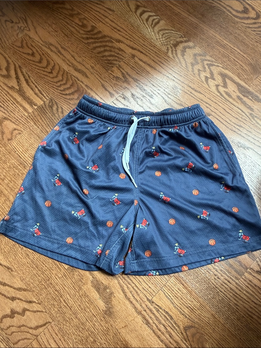 GOAT USA Navy Basketball Print Drawstring Shorts Men's Small